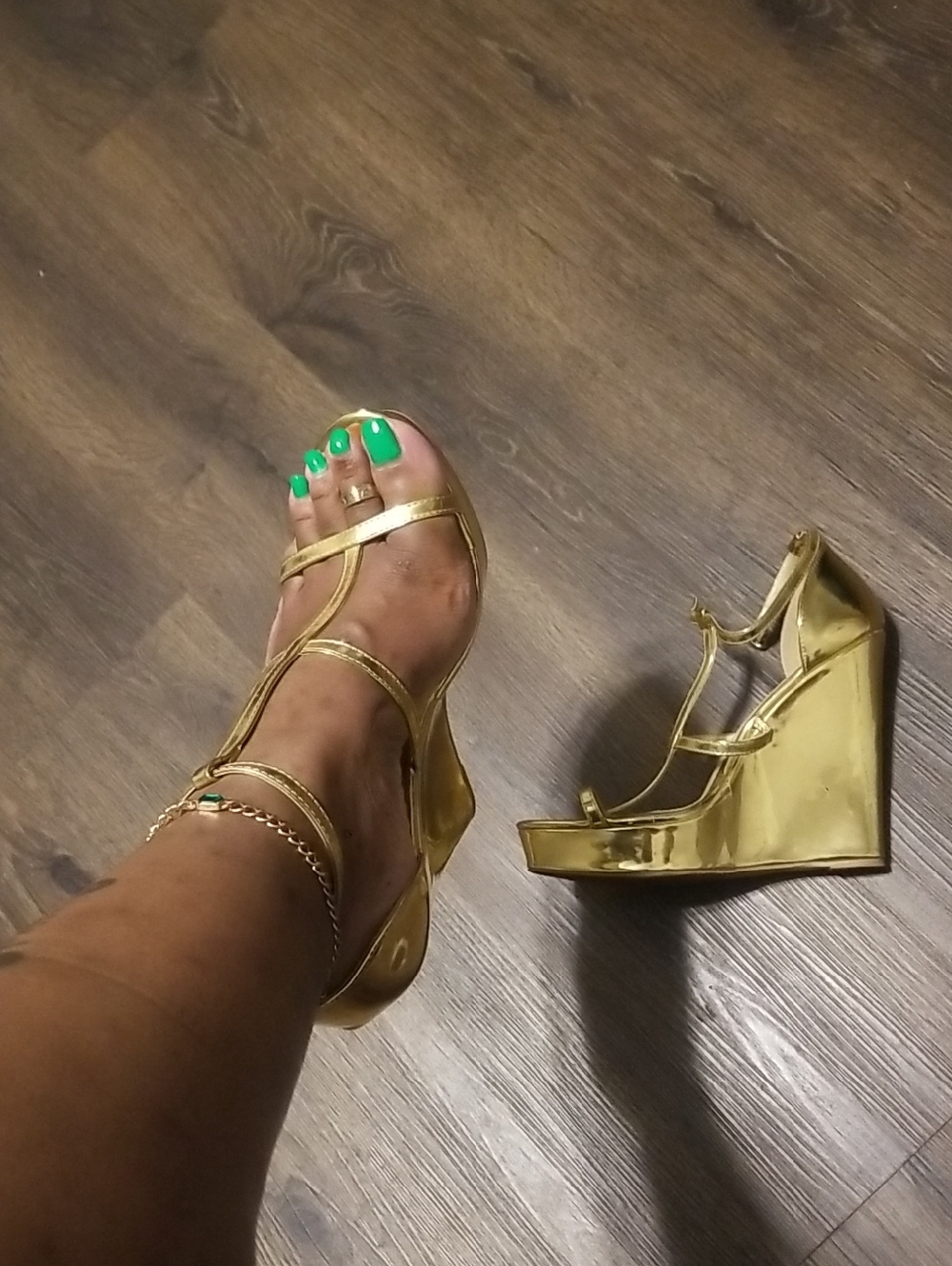 Gold Wedge Sandals for Women - Strappy Metallic Platform